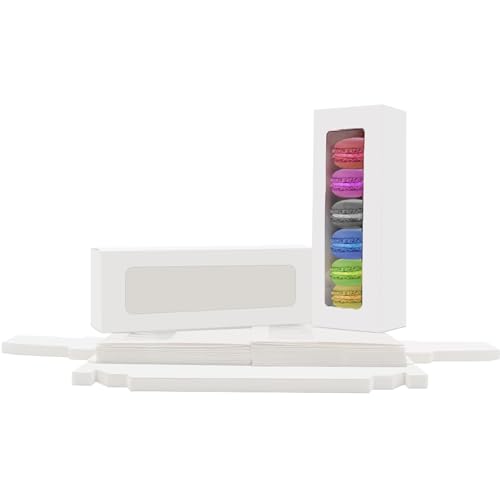 La Llareta Boîtes à Macarons, 25 Pcs Papier Gâteau Fenêtre Boîtes, Muffin Bonbons Boîte, avec Fenêtre Transparente, pour Beignets, Mini Cakes,...