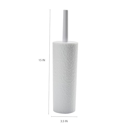 Image of Bath Bliss Toilet Brush | Hammered Textured Design | 360 Degree Bristle Brush | Bathroom Cleaning | Contemporary Design | White