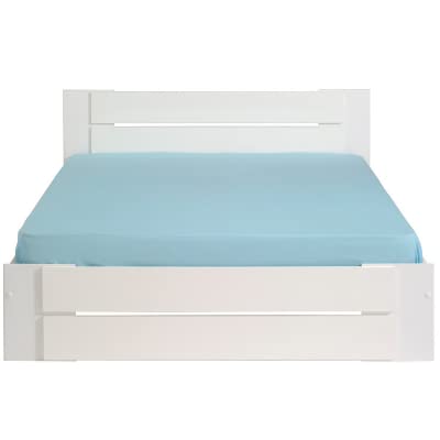 Miroytengo Pack White (Cama de Matrimonio + 2 mesitas) en Color Blanco Estilo Moderno 135-140x190cm