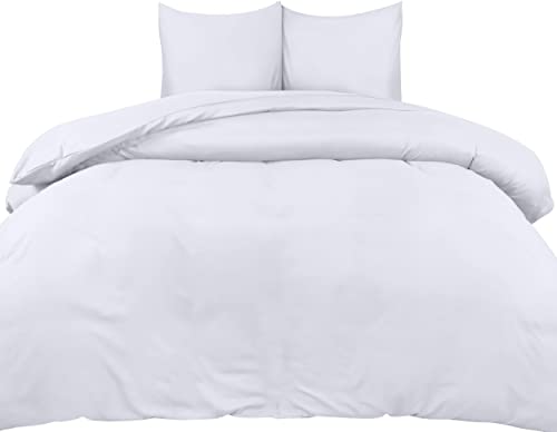 Image of Utopia Bedding Duvet Cover 220 x 240 cm with 2 Pillowcases 65 x 65 cm (White) - Bedding Set 220 x 240 cm - Soft Brushed Microfibre Duvet Cover Sets