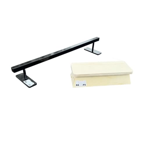 EMA Ramps Fingerboard Flat Rail and Grind Box Combo- Flat Rail 11' Long, 1.50' Tall - Grind Box 5' Long, 1.25' Tall Tall Professional Series Proudly Made in USA