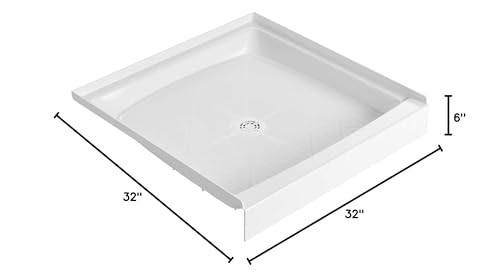 PROFLO PFSB3232 Morenci 32" x 32" Square Shower Base with Single Threshold and Center Drain - White