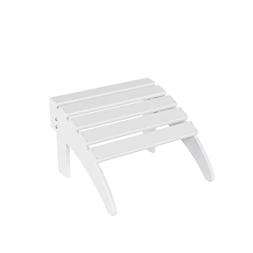 WestinTrends Outdoor Ottoman, Patio Adirondack Ottoman Foot Rest, All Weather Poly Lumber Folding Foot Stool for Adirondack Chair, Widely Used for Outside Porch Pool Lawn Backyard, White