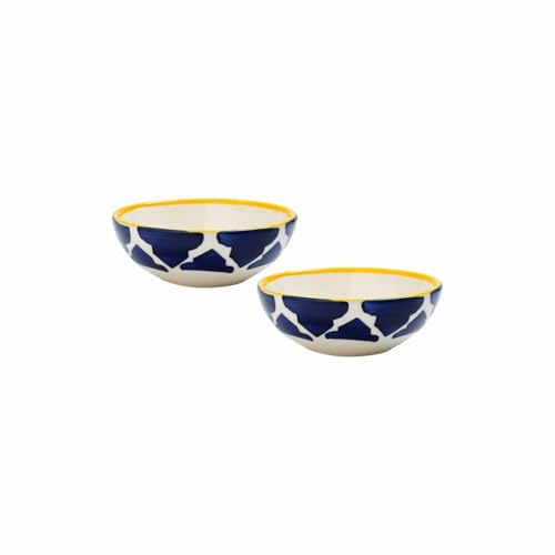Image of A Practical Choice for Household Dining, Cafe Use and Table Presentation Ceramic Bowls for Dessert, Ice Cream, Rice, Soup, Snack, Dipping - Microwave Oven Dishwasher Safe (Blue, Set of 2)