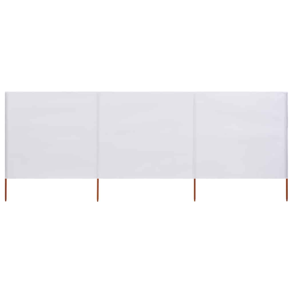 vidaXL 3 Panel Beach Screen Windproof Camping Garden Folding Outdoor Fabric 400 x 80 cm White Sand