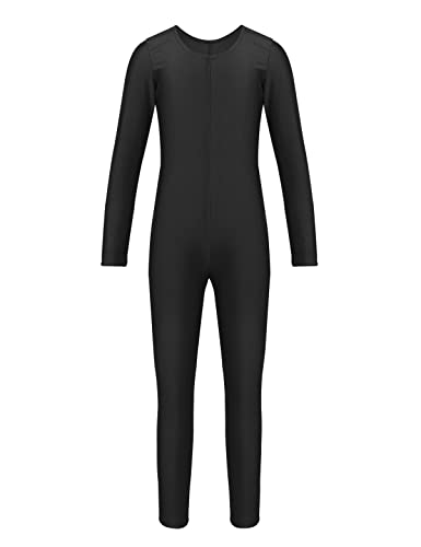 CHICTRY Bambina Body da Ginnastica Bodysuit da Balletto Jumpsuit da Ballo Tuta Sportiva Intera Abito da Danza Classica Allenamento Fitness Yoga Nero 5-6 anni