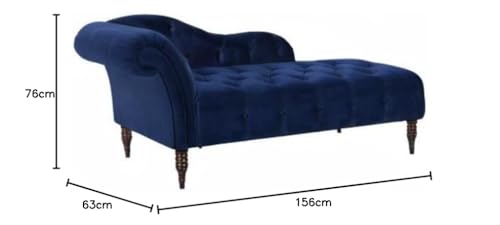 Image of Home Samuel Chaise Lounge Velvet Chaise Luxury Couch (Navy Blue)