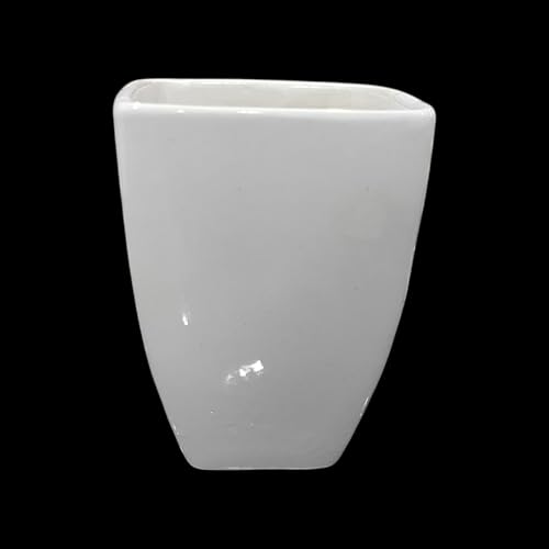 Image of Ceramic Planter Pot with Spiral Design, 17.78cm Height, White Planter Vase for Indoor Plants, Living Room Office Gardens (7 inch) Round (Square)