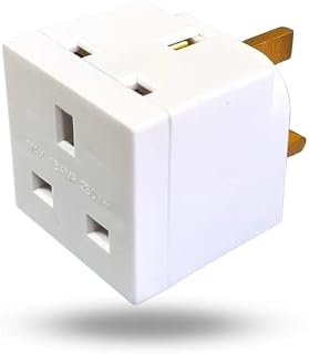 2-Way Plug Adaptor -13A Multi Plug Adaptor Extensions - Double Adapter Plug UK - Wall Plug Extension Double Socket 2 Way UK 3 Pin Plug Adaptor Extender Block Splitter -2 Plug Power Extender.