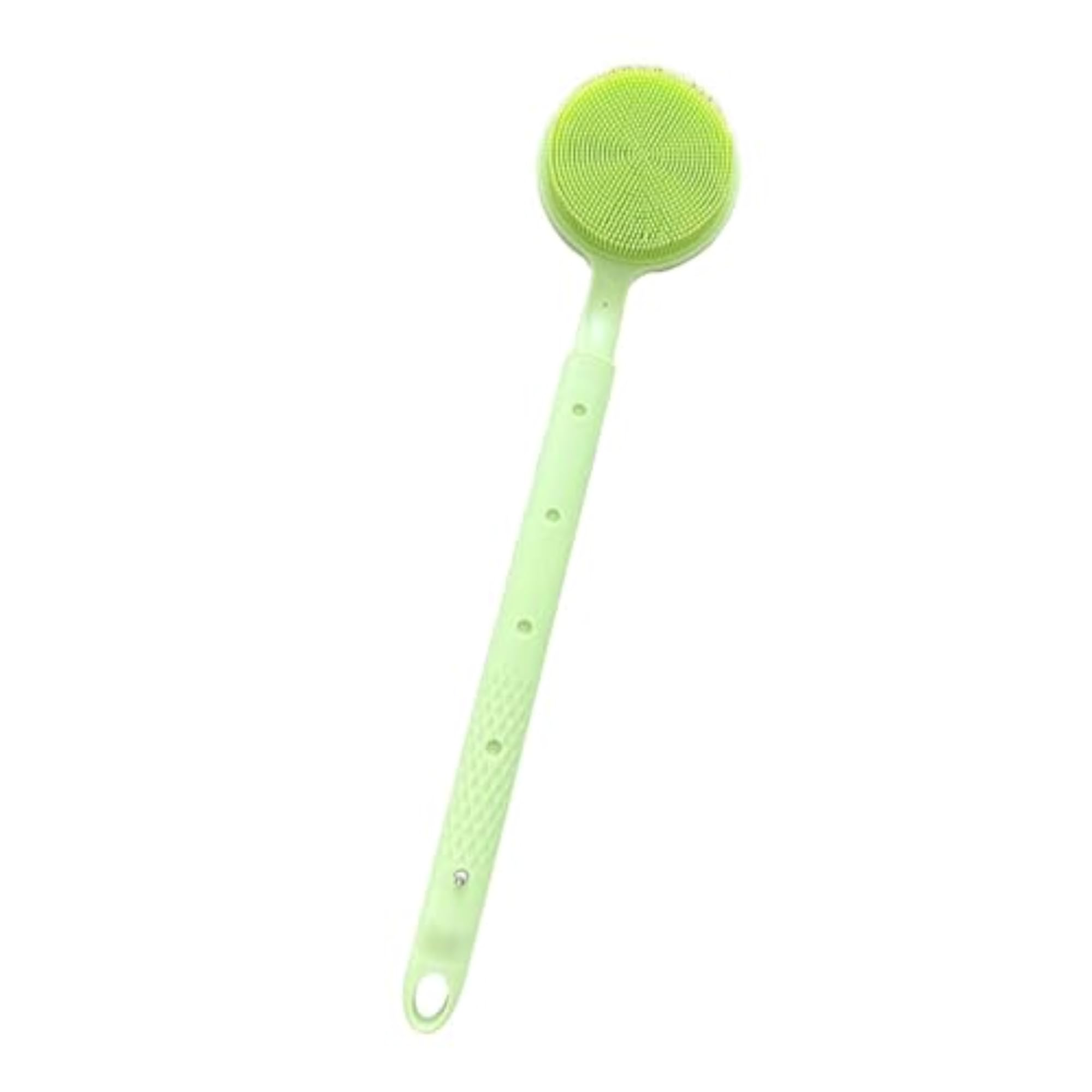 Shower Brush Double Side Silicone Bristles Back Scrubber, Green