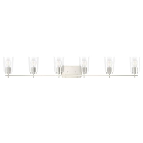 Progress Lighting Adley Collection 6-Light Clear Glass New Traditional Bath Vanity Light, Brushed Nickel, 48-1/2 in. by Progress Lighting - Image 3