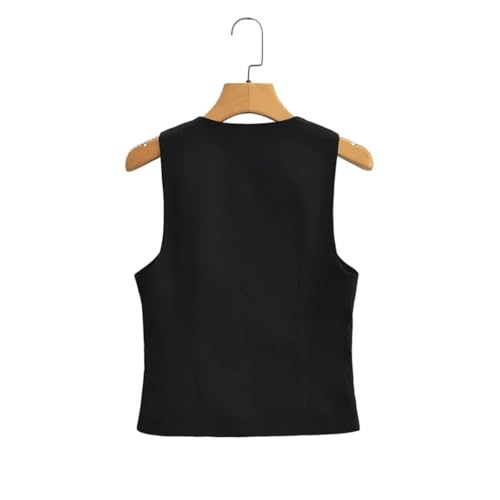 Fnfmrfmr Women Bow Solid V-Neck Waistcoat Slim Sleeveless Office Lady Vest Crop Top2