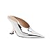 Vertundy Women's Metallic High Heeled Mules Wedge Heels Pointed Toe Backless Slide Pumps Slip On Dress Patent Leather Mule Ladies Silver