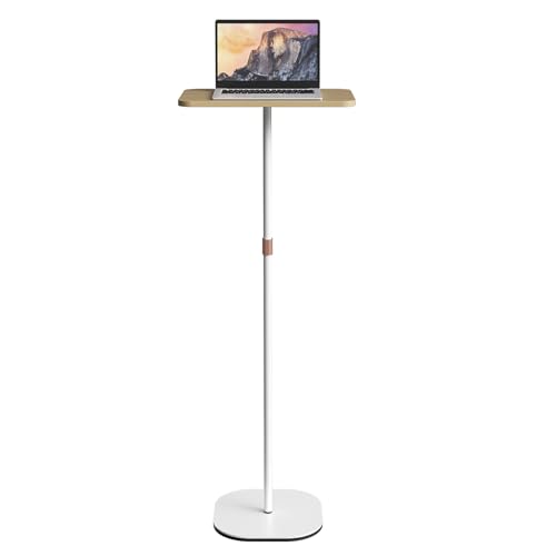 Portable Laptop Floor Stand, Portable Podium Stand with Height Adjustable 18''~47'', Stylish Movable Workstation Floor Standing Desk for Office, Meeting Room, Living Room