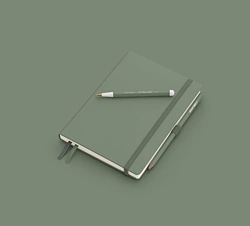 Image of LEUCHTTURM1917 - Notebook Hardcover Medium A5-251 Numbered Pages for Writing and Journaling (Olive, Dotted)