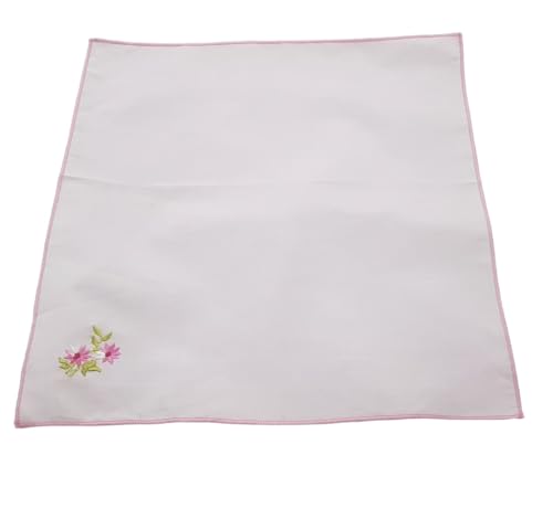 Image of ANVIK Women /Lady Cotton Embroidery Floral Handkerchief .Hanky for Kids Girls for School Size 33cm by 33 cm (Multicolour) Pack of 6