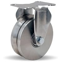 Hamilton 325 lbs Load Capacity Stainless Steel Rigid Caster - 4" x 1 3/8" V-Grooved Wheel - 1/2" Precision Ball Bearings - R-STL-4SVB