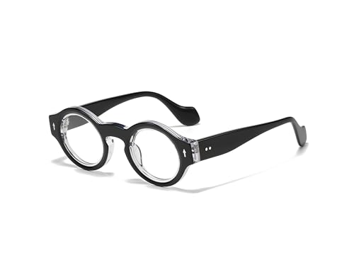 Image of JOLLYNOVA Yuki Vintage Small Acetate Glasses Frame Prescription for Women Men Round Thick Eyeglasses Frames 41-28-145mm