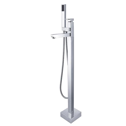 Robinet de bain avec douche fixation chromée autoportant pour baignoire LWX