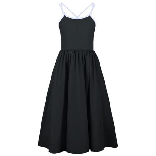 Girls Summer Sundress Criss Cross Back Elastic Waist Twirl Midi Casual Dress with Pockets2