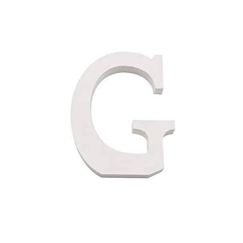CABLEPELADO - Lettre G en bois - 11 cm - Décoration - Artisanat - Bois - Personnalisable - 3D - Apprêt blanc