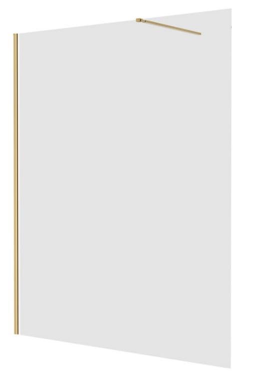 IMEX Mampara Fija de Ducha - SCREEN PRO Panel de Ducha con Vidrio Templado, Perfil de Aluminio, Barra de Soporte y Sellado EVA, Instalación de Pared, Diseño Moderno. (ORO CEPILLADO, 100 CM)