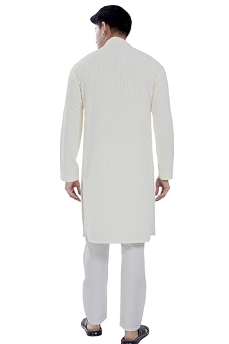 Image of DIVISIVE Men's Sequince Embroidered Cotton Blend Only Slim Fit Kurta