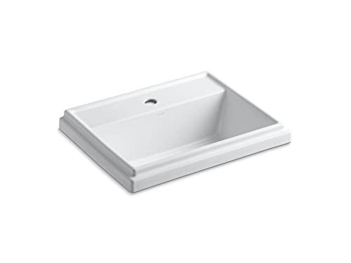 KOHLER K-2991-1-0 Tresham Rectangle Self-Rimming Bathroom Sink with Single-Hole Faucet Drilling, White