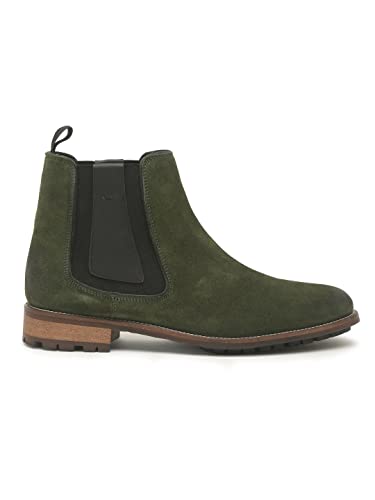 Image of TEAKWOOD LEATHERS Suede Leather Mid Ankle Black Classic Boots Shoes For Men