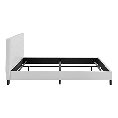 Classic Brands Belmont White Faux Leather Upholstered Bed, Full #TOP6