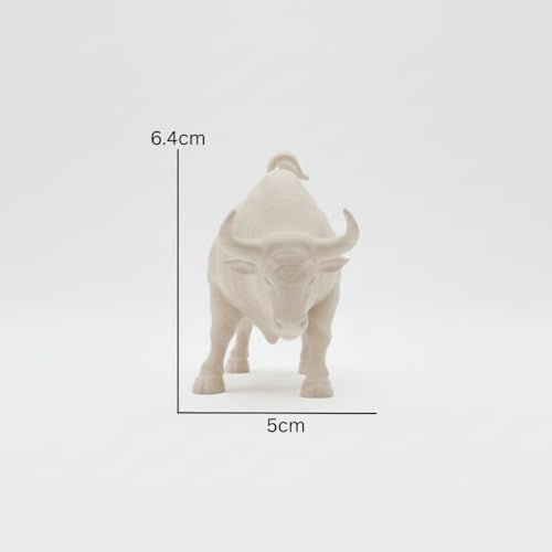 Image of Stock Market Bull Statue Showpiece for Office Desk, Bull Figurine, Share Market Decor, Gift for Traders Investors, Wealth Symbol (White)