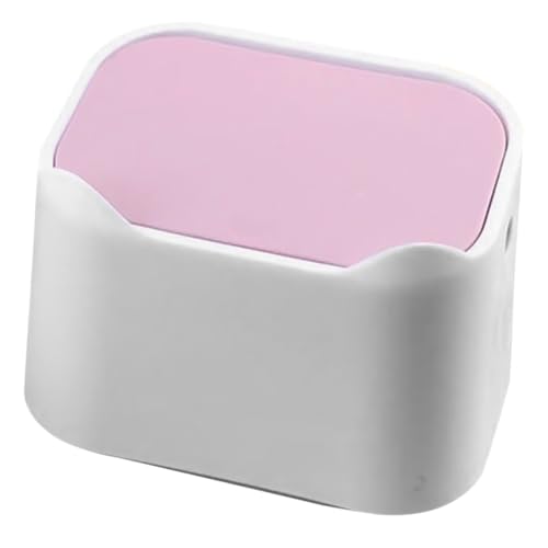 HEALSOPTHY Papelera de Escritorio con Tapa Abatible y Presión Cubo de Basura Pequeño de Plástico Contenedor Multifuncional para Oficina Hogar y Cocina Diseño Compacto y Seguro para Color