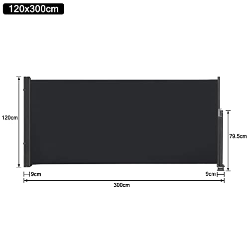 Store latéral rétractable 120x300cm anthracite NAIZY en polyester pour balcon - 3