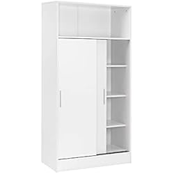 Buyqualia Armario despensa hogar Multiusos de Gran Capacidad con Puertas correderas en Color Blanco (Alto 157 / Ancho 82 / Fondo 38) cm