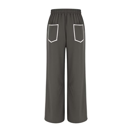 Image of Barrel Pants Women Casual Cargo Wide Leg Baggy Sweatpants Drawstring High Waisted Lounge Palazzo Pants with Pockets