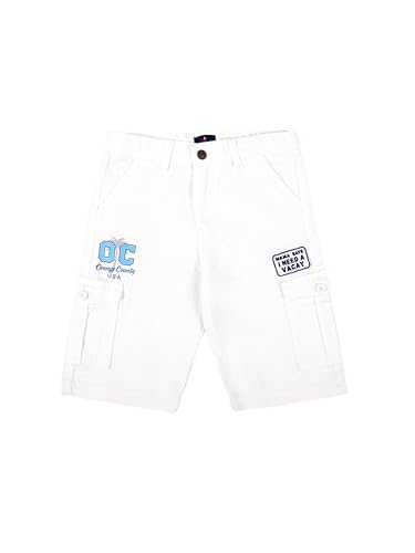 Image of KiddoPanti Boys Knee Length Cargo Denim Shorts with Flap Pockets & Button Closure Casual Wear