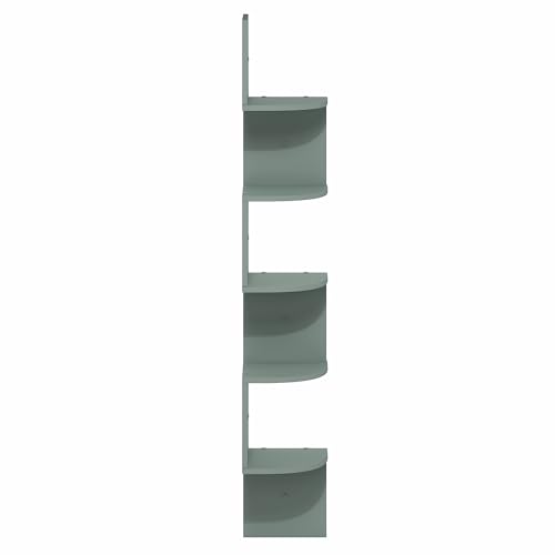Image of Furinno Rossi Floating Book Shelves for Wall, 5-Tier Zigzag Corner Shelf Wall Mounted, Radial Corner Floating Shelf, for Living Room, Bedroom, Bathroom, Home Office, Sage Green