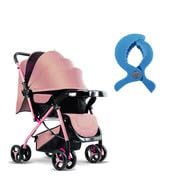 Roamer Baby Stroller/Pram with Six Months Warranty for Toddler/Kids for 0 to 3 Years Travel Friendly with Full Canopy,5 Point Safety Harness, Adjustable backrest, 360 Swivel Wheel - Pink