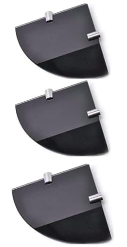 BSM Marketing Set of 3 Black 150mm 6" approx 6mm thickness Toughened Glass Corner Shelves for Bathroom Bedroom Office with Chrome Finish Shelf Supports