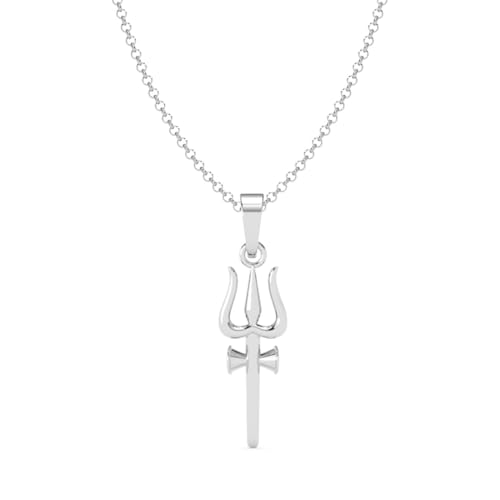 Image of Clara 925 Sterling Silver Shiva Trishul Pendant Necklace for Men & Women