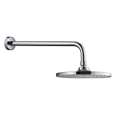 16 Inch Shower Arm With Flange,Stainless Steel 90 Degree Rain Shower Head Extension Arm,Wall-Mounted Shower Head Arm For Fixed Shower Head,Chrome #TOP4