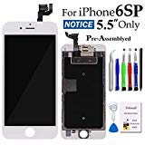 For iPhone 6S Plus Screen Replacement White 5.5 inch Pre-Assembled LCD Display with 3D Touch Screen Digitizer Full Assembly 6S Plus Replacement Repair Part (iPhone 6S Plus 5.5" White)