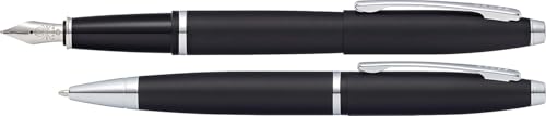 Image of Cross Calais Satin Chrome Ballpoint Pen and Fountain Pen with Medium Nib Set in Gift Box (AT0117-14MS)