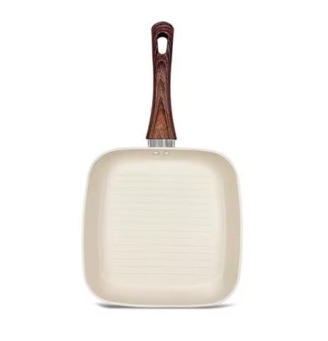 Image of Nonstick Grill Frying Pan with Cool Touch Handle,Stove Top Square Grill Pan for Big Cooking Surface, Durable Grill Skillet,Scratch Resistant, PFOA Free Low Oil use,(White, 24 cm)