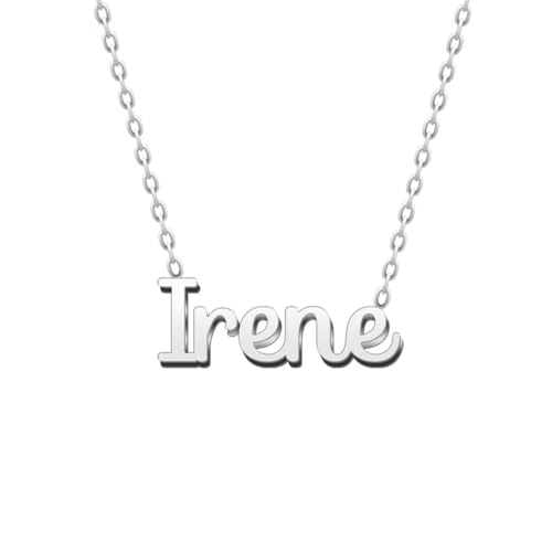 cotigo Collar Nombre Acero-Incluye Tarjeta con Significado Hermoso-Colgante Nombre Plateado o Dorado-Regalos Personalizados para Mujer-Cumpleaño-Navidad-Día de madre-San valentín (irene-p)