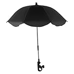 Aetherize Chair Umbrella with Clamp, 360° Adjustable Clip on Umbrella for Chair with UPF 50+ Sun Protection for Outdoor, Stroller, Camping, Fishing (65cm, Black) with Clamp