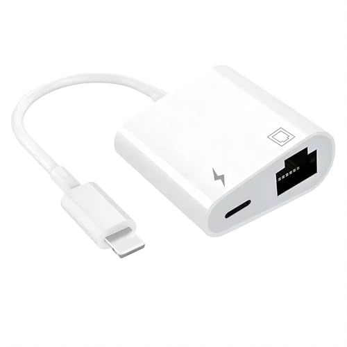 Image of FORIDA Lightning to Ethernet Adapter with Charging Port, 2-in-1 RJ45 LAN Network Adapter for iPhone, iPad & iPod, 100Mbps Wired Ethernet, Plug & Play, iOS Compatible