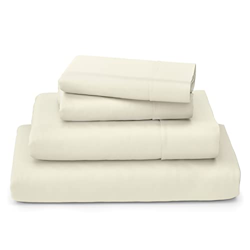 Cosy House Collection Luxury Bamboo Sheets - Blend Of Rayon Derived From Bamboo - Cooling & Breathable, Silky Soft, 16-Inch Deep Pockets - 4-Piece Bedding Set - Queen, Cream #TOP16