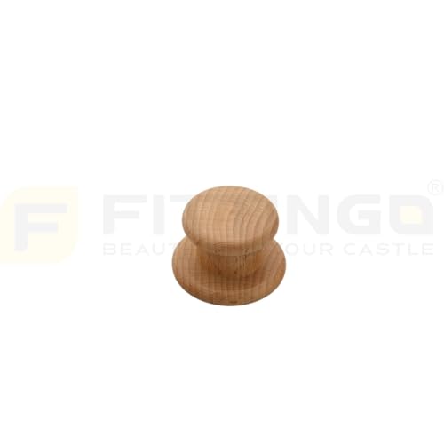 Image of 3 Piece Steam Beech Wood Drawer Knob 2 Inch| Premium Wooden Cabinet Door Handle | Round Furniture Knobs for Drawers, Wardrobes & Cupboards | Natural Finish Pull Handle for Home & Kitchen