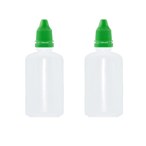 Boguish 2 botellas cuentagotas de plástico, 50 ml, botella cuentagotas vacía exprimible con tapa a prueba de niños